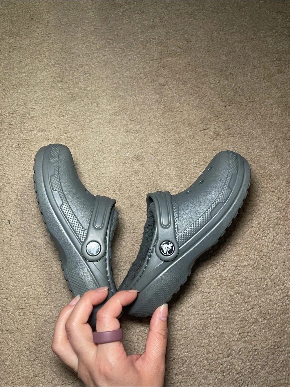 CROCS Kids Lined Clogs in Gray
